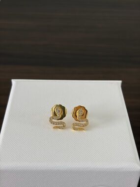 Gold Tone Snake Stud Earrings